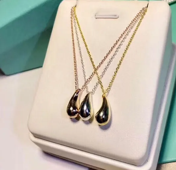 Бренд Новое поступление милые 925 серебро капли воды ожерелье известный Реплика