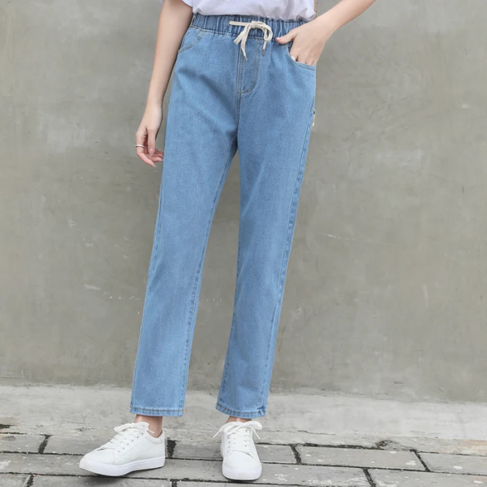Женские винтажные джинсы шаровары с высокой талией размера плюс бойфренды в
