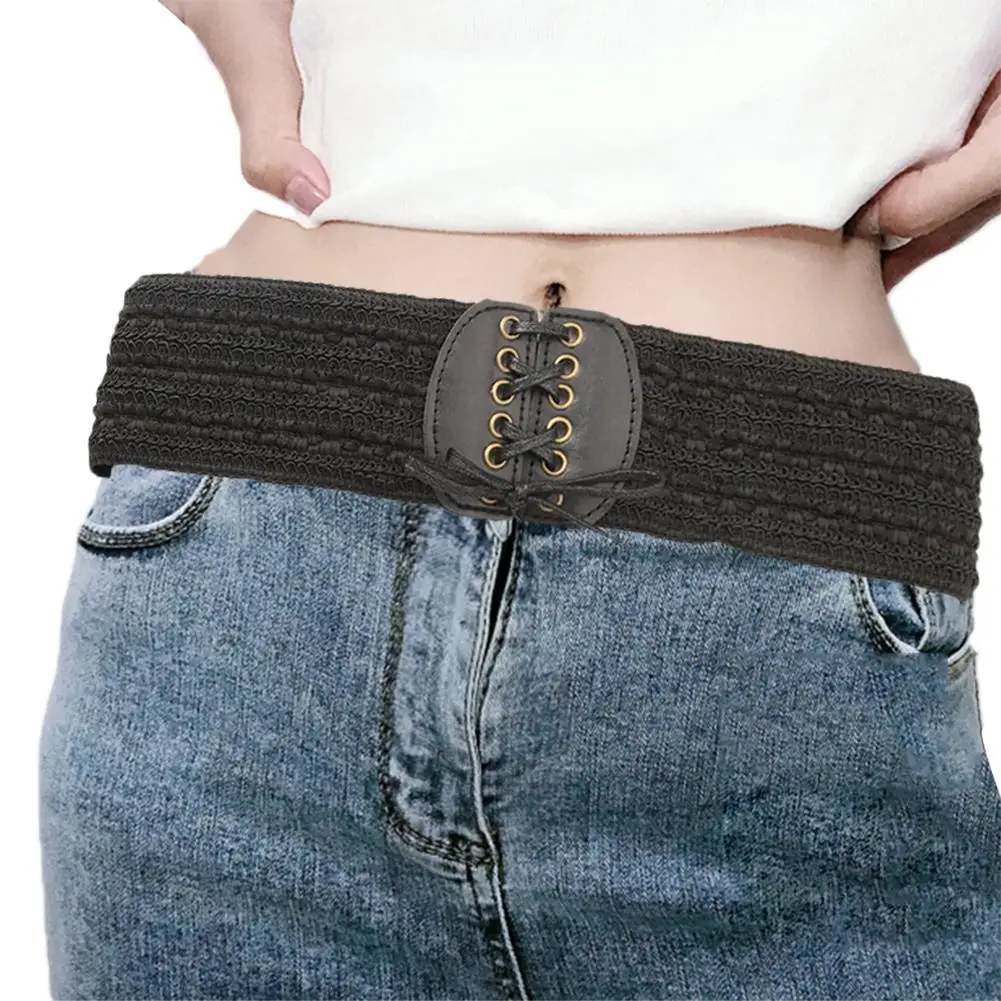 

Women Elastic Stretch Waist Belt Bow Tie Waistband Corset Wide Waist Belt Ladies Clothing Accesoories Female Decorations