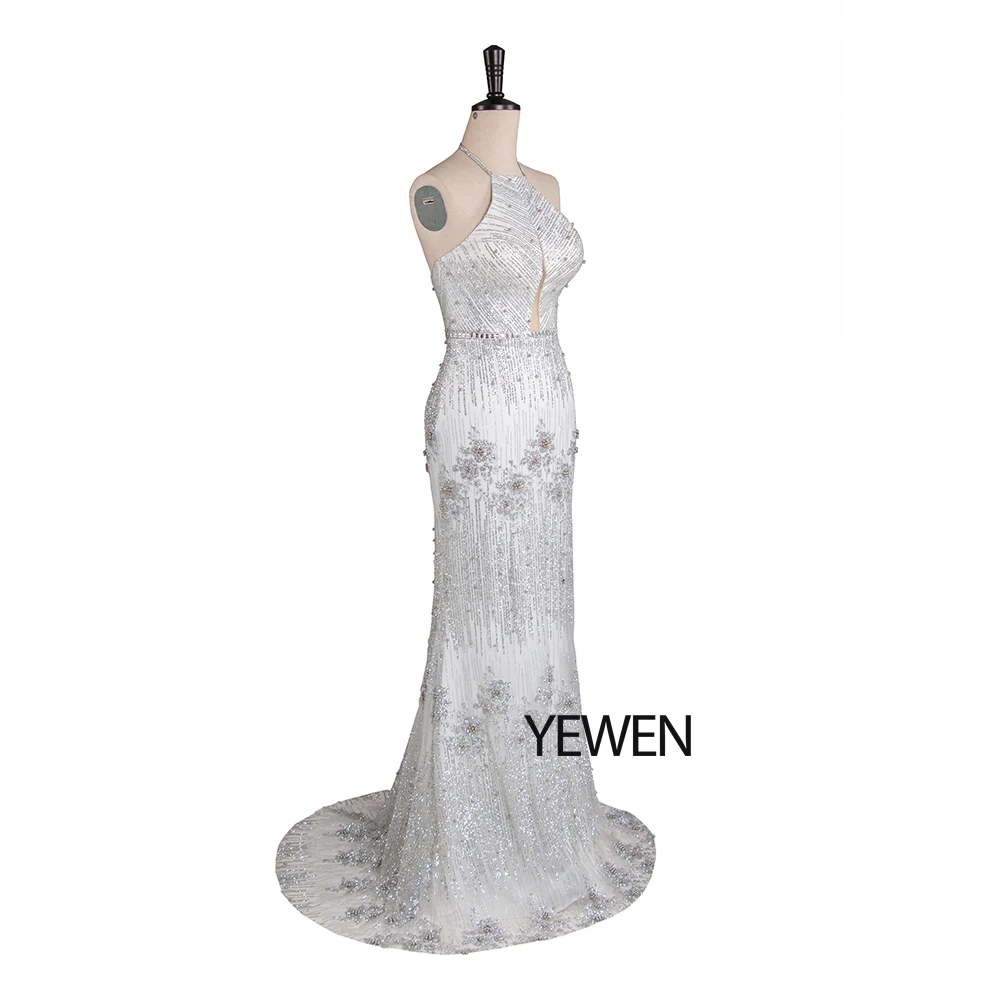 Серебристые вечерние платья с блестками элегантные женские длинные открытой