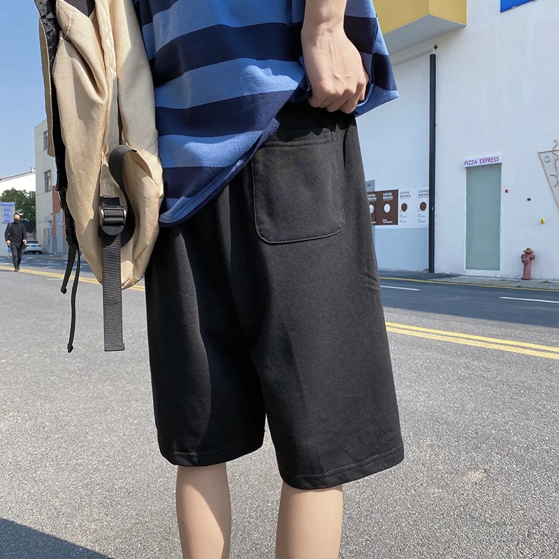 MRDONOO Men's Summer shorts Cotton Loose Large Size Solid Color Knee Length Pants Casual Elastic Waist Wide-Leg | Мужская одежда