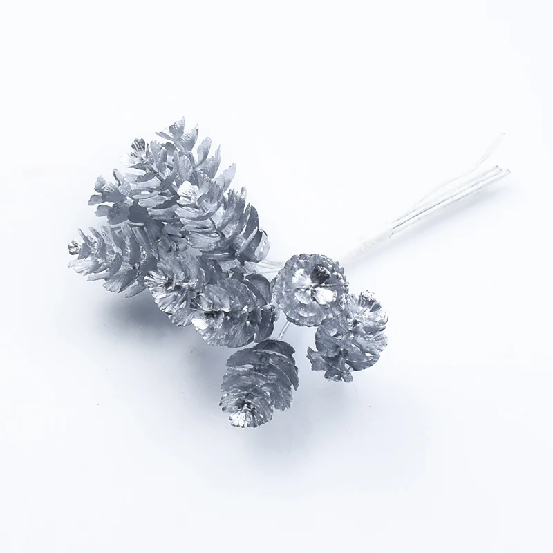 

Искусственные сосновые шишки золотые и серебряные, набор из 10 штук