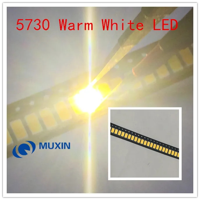 50 шт. SMD теплый белый 3000K 0 5 W светодиодный чип 5730 5630 ультра яркая поверхность 55LM