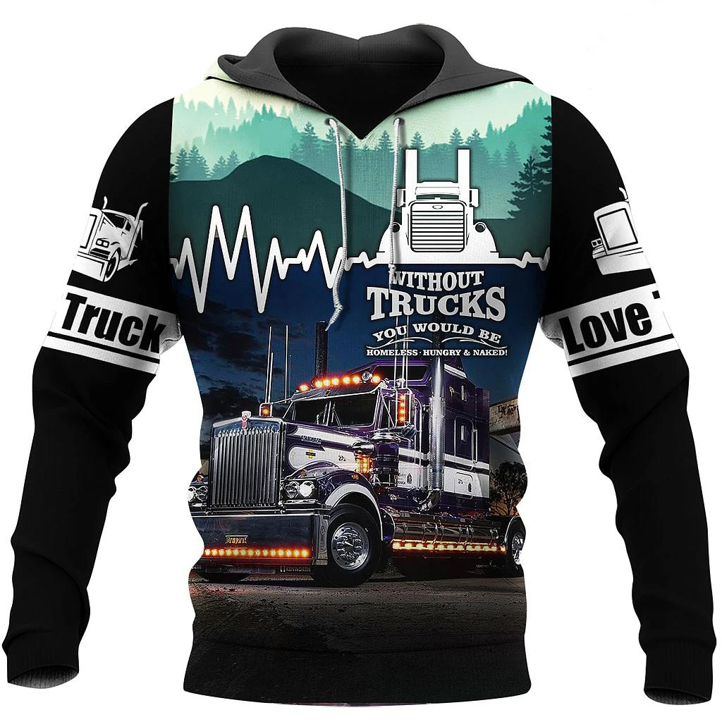 

2021 Love Truck Trucker Art instrument Funny NewFashion Long Sleeves 3DPrint Zipper/Hoodies/Sweatshirts/Jacket/Men/women A-01345