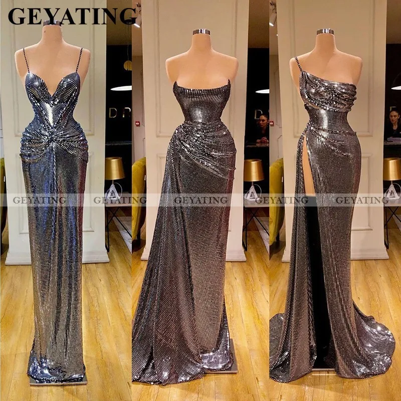 Черные платья для выпускного вечера девочек с серыми блестками и русалочкой 2020