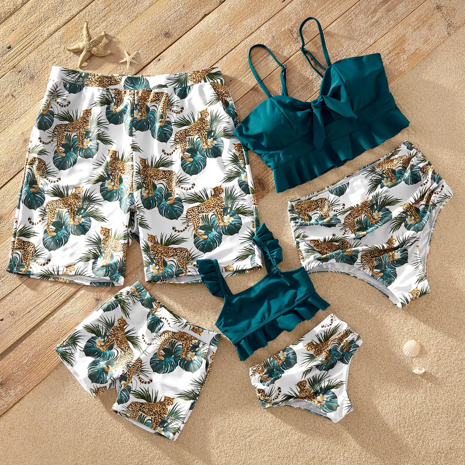 Женский купальник PatPat с принтом в виде тигра оборками по подолу лето 2021