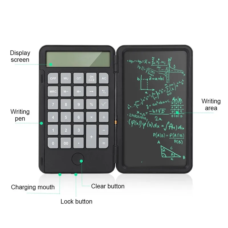 

Portable Calculator 6inch LCD Writing Tablet Digital Drawing Pad 12 Digits Display with Stylus Pen Erase Button Lock Function