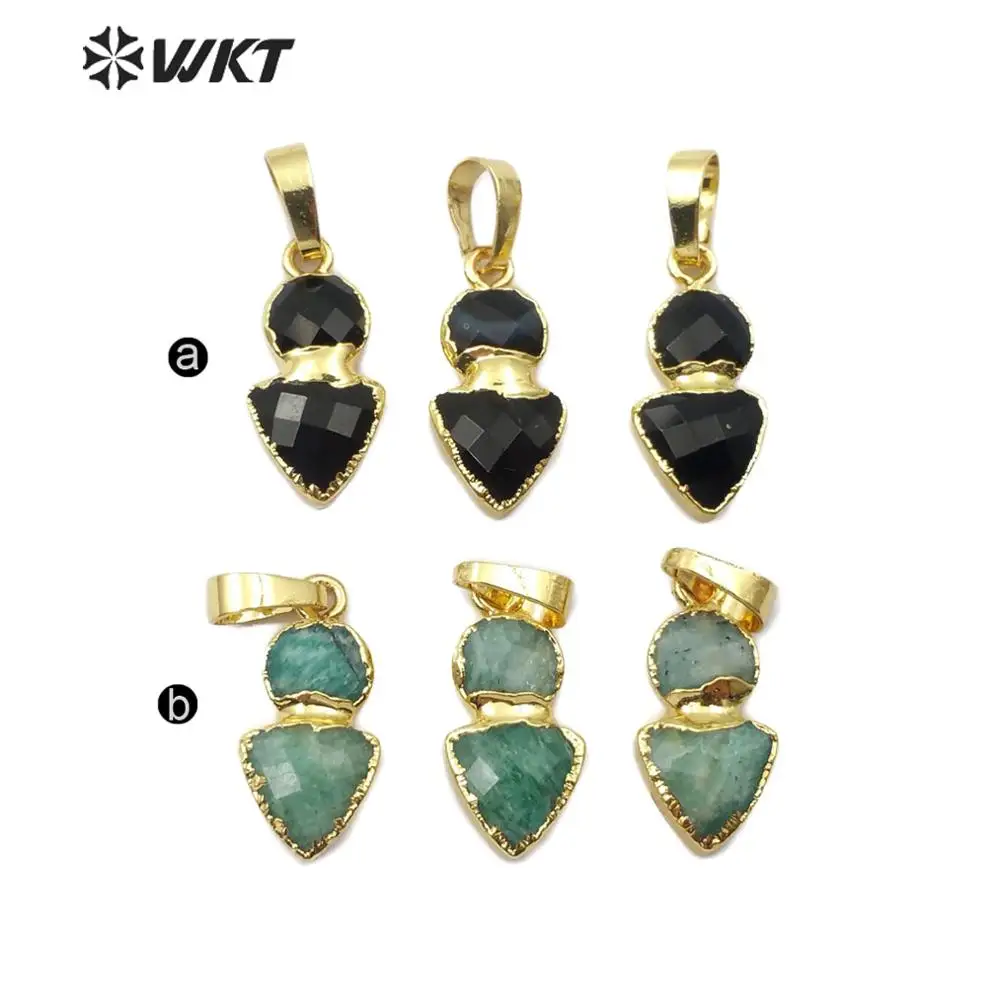 WT-P1489 New Arrived! charm irregular shape with gold Pendant natural green black stone Chain women fashion jewelry Made | Украшения и