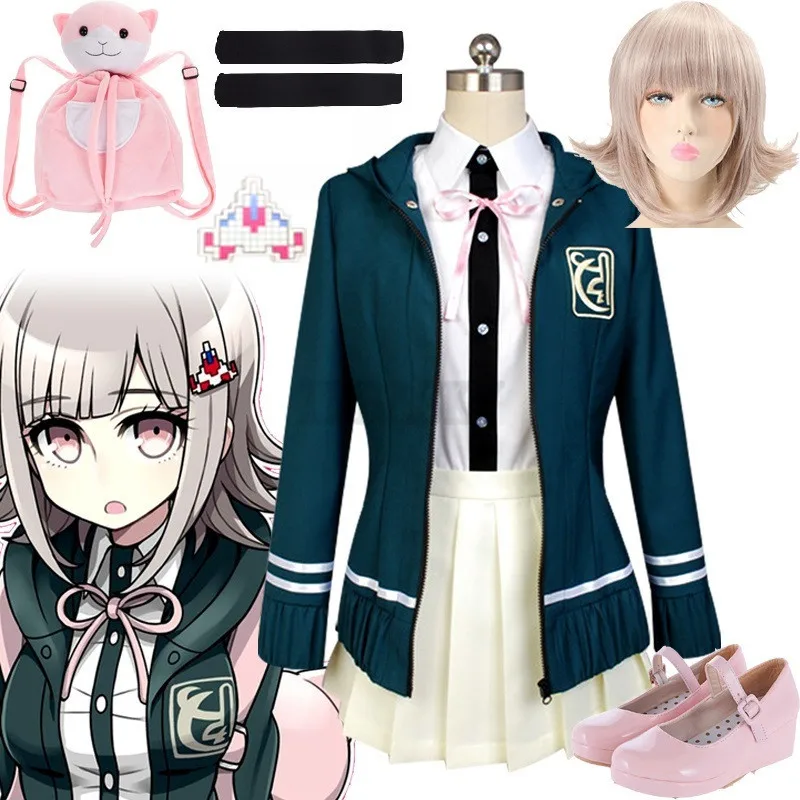 Chiaki Nanami Косплей Костюм Danganronpa 2 косплэй японская школьная форма аниме парик