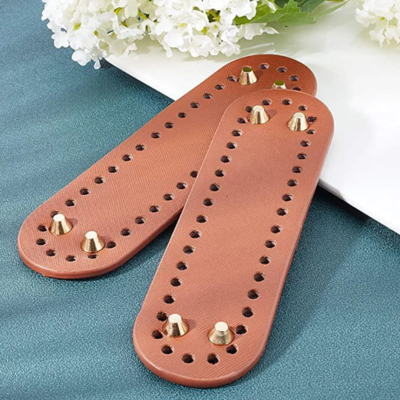 18*5cm Oval Long Bottom For Knitted Bag Pu Leather Bag Accessories Handmade Bottom With 38 Holes Diy Crochet Bag Bottom Bag Part