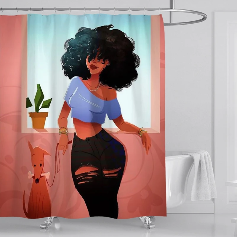 Черная занавеска для душа Dafield девушек Женский Художественный набор