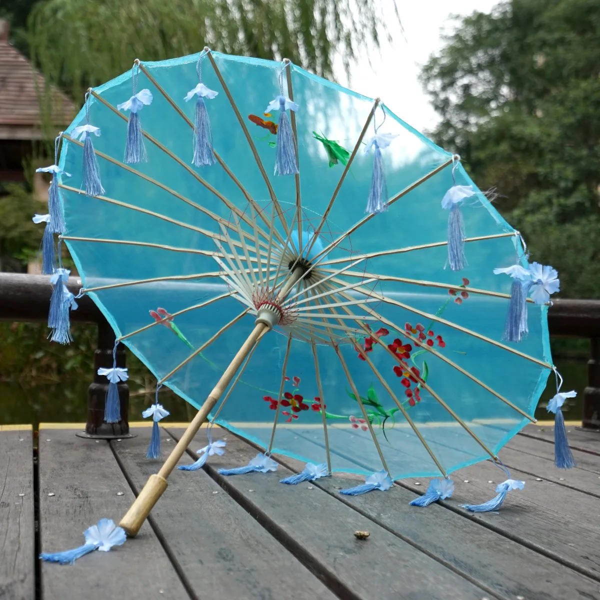 Hanfu старинный зонт для фотосъемки Женский античный Зонт от дождя с кисточками