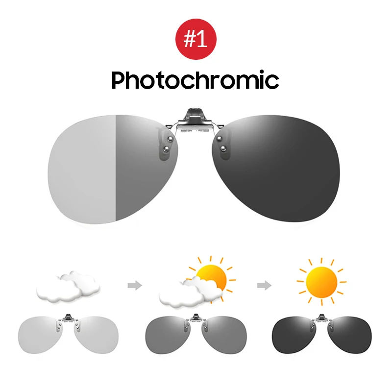 1 Photochromic Авиационный стиль флип клип на поляризованные солнцезащитные очки для женщин вождения фотохромные Поляризующие очки от Солнца мужские большие зажимы - Цвет линз: 1 Photochromic