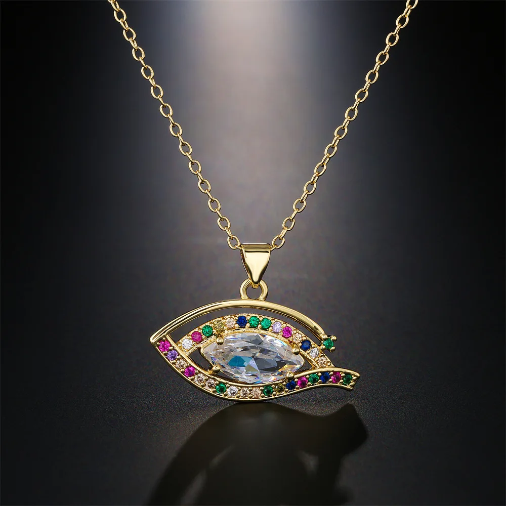 

Dainty Evil Eye Necklace for Women Gold Plated Crystal Zircon Turkish Eye Necklaces Protection Jewelry Valentine's Day Gifts
