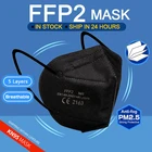 Доставка за 10 дней! 5-слойная Черная защитная маска FFP2, респиратор для защиты от пыли, белая маска KN95 для взрослых, защитные маски для лица FPP2 FFP3