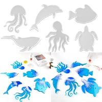 6pcs resin molds for making marine life coasters diy silicone mold tray epoxy casting molds for pendant home wall decoration