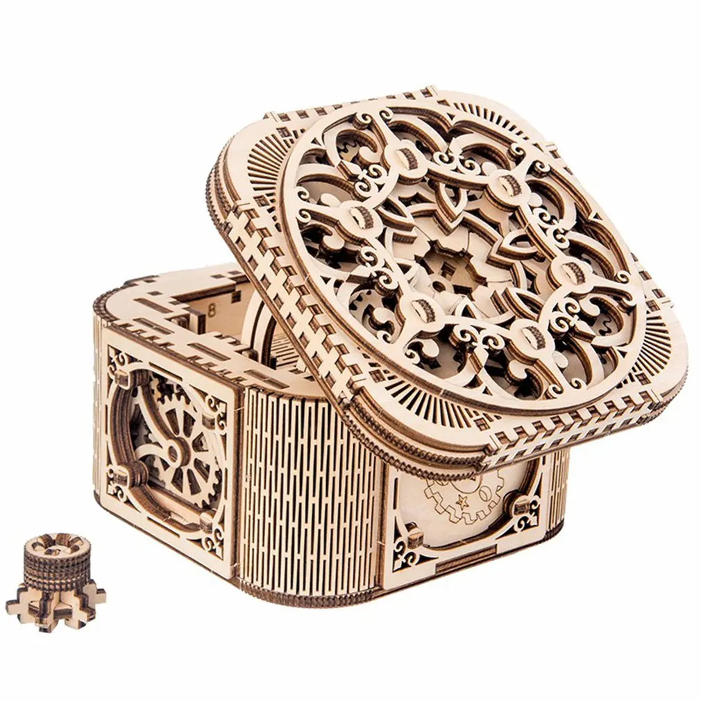 

Jewelry Box Mechanical Model DIY 3D Wooden Puzzle Game Treasure Box Model Toy Gift For Girl Assembly Model Gift Box