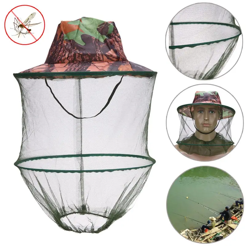 Camouflage Fishing Hat Bee keeping Insects Mosquito Net Prevention Cap Mesh Outdoor Sunshade Lone Neck Head Cover |