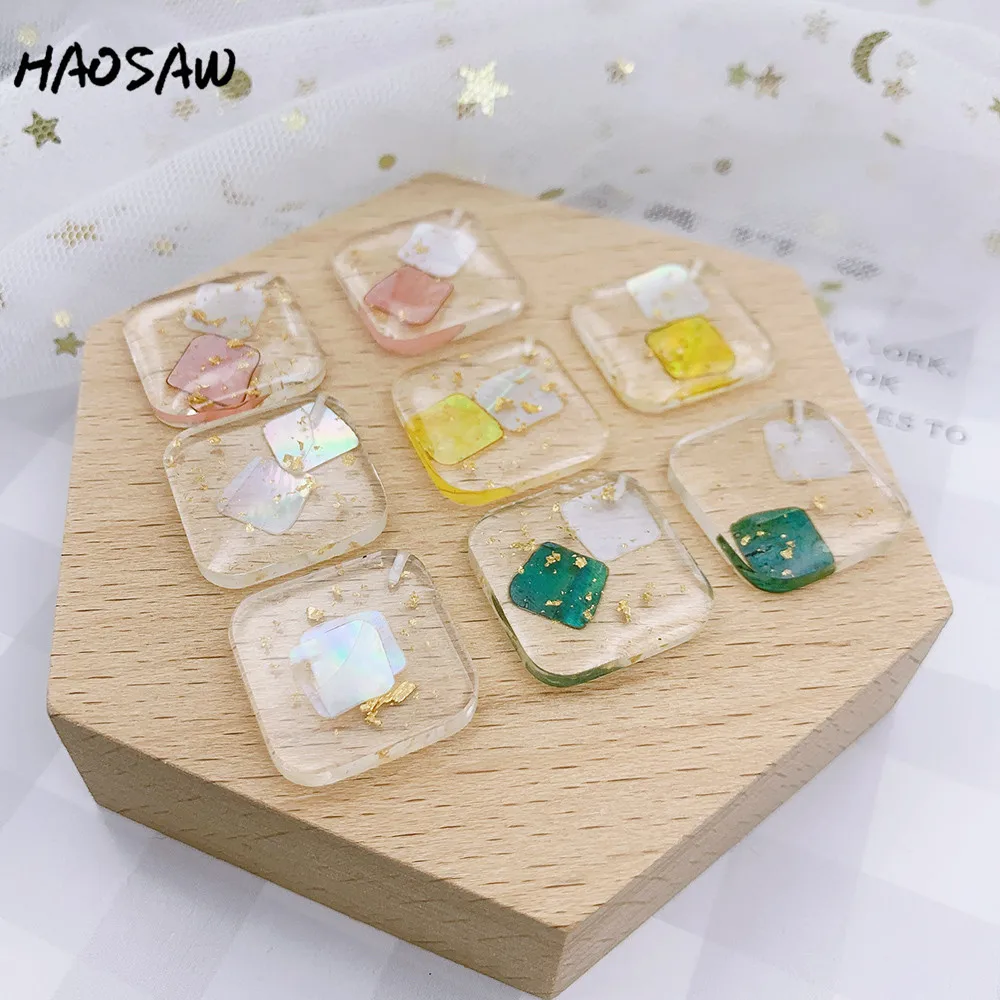 HAOSAW 24*24 мм 4 шт./лот золотой блеск/смоляная палочка/Настоящие