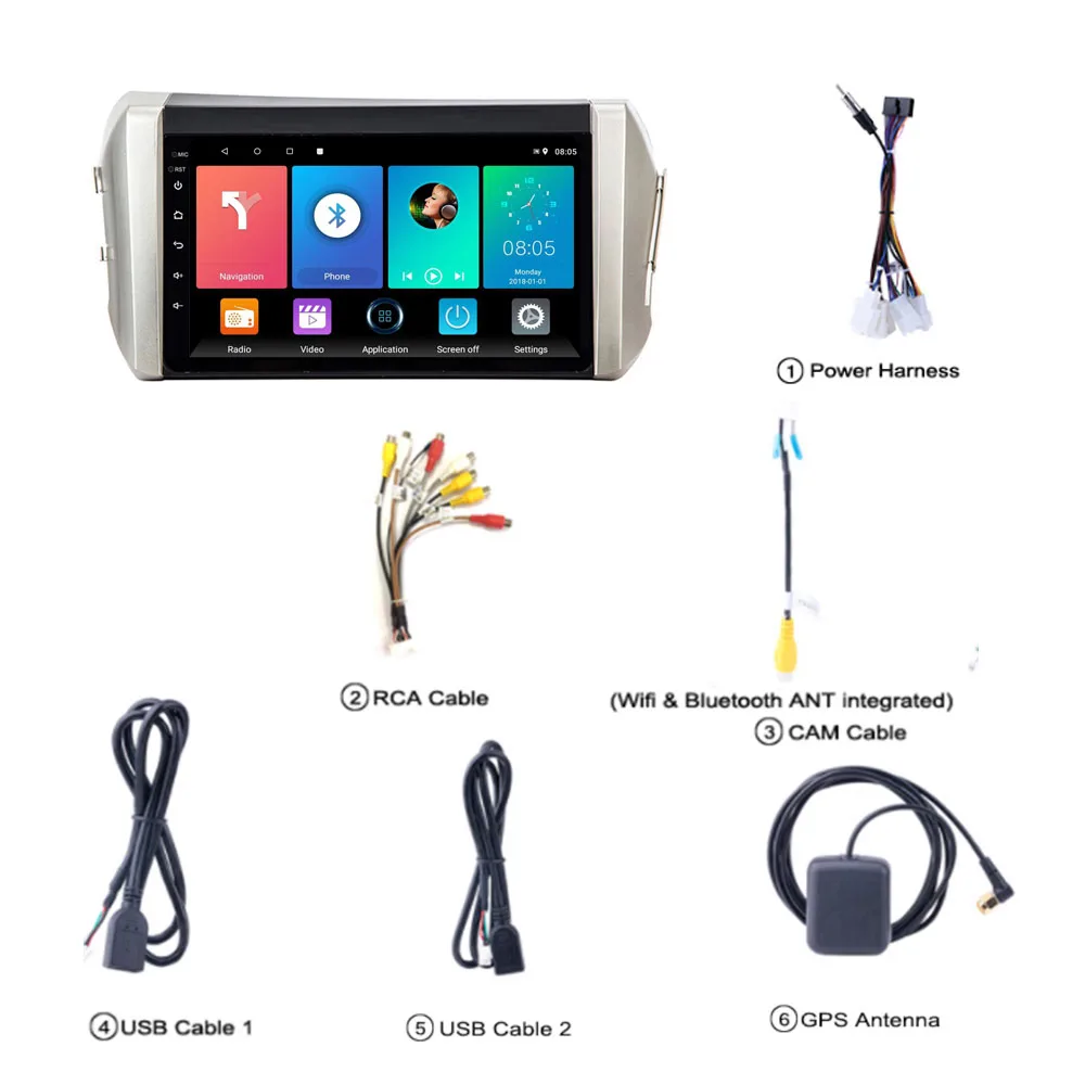 For Toyota INNOVA 2015 2016 2017 2018 Car Multimedia Player Head Unit FM BT WIFI Android 8.1 9" Touch Screen | Автомобили и