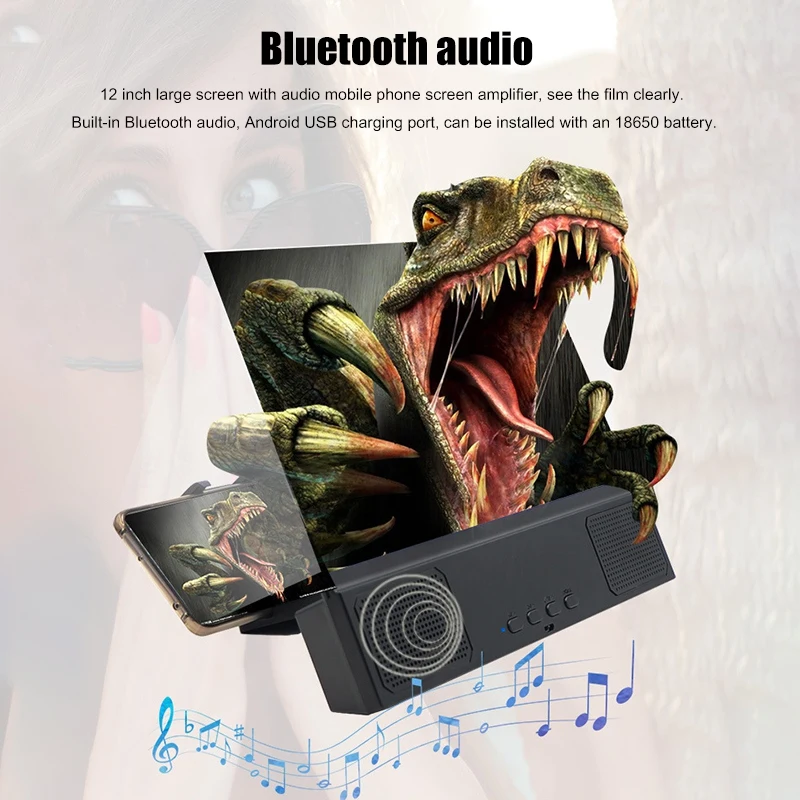 12-дюймовый мобильного телефона Экран усилители 3D видео HD Большой Лупа с Bluetooth