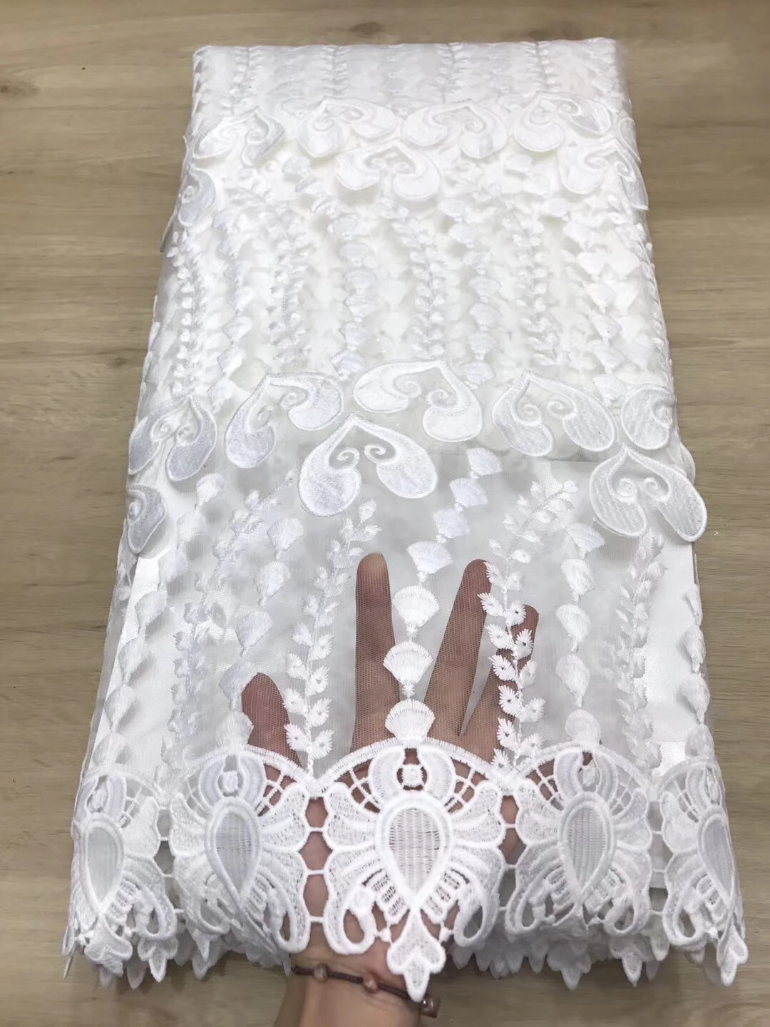 Вышитая Тюлевая ткань африканский тюль кружевная с блестками белый свадебный