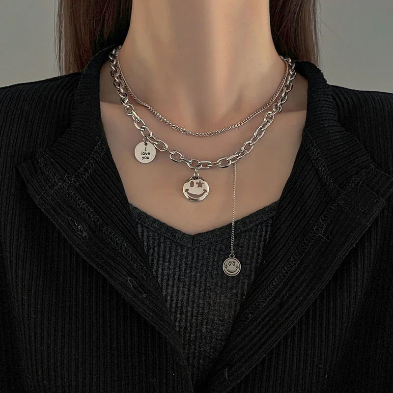 

2021 Fashion Golden Chain Choker Necklace for Women Vintage Punk Metal Multilayer Lock Trend Female Party Jewelry