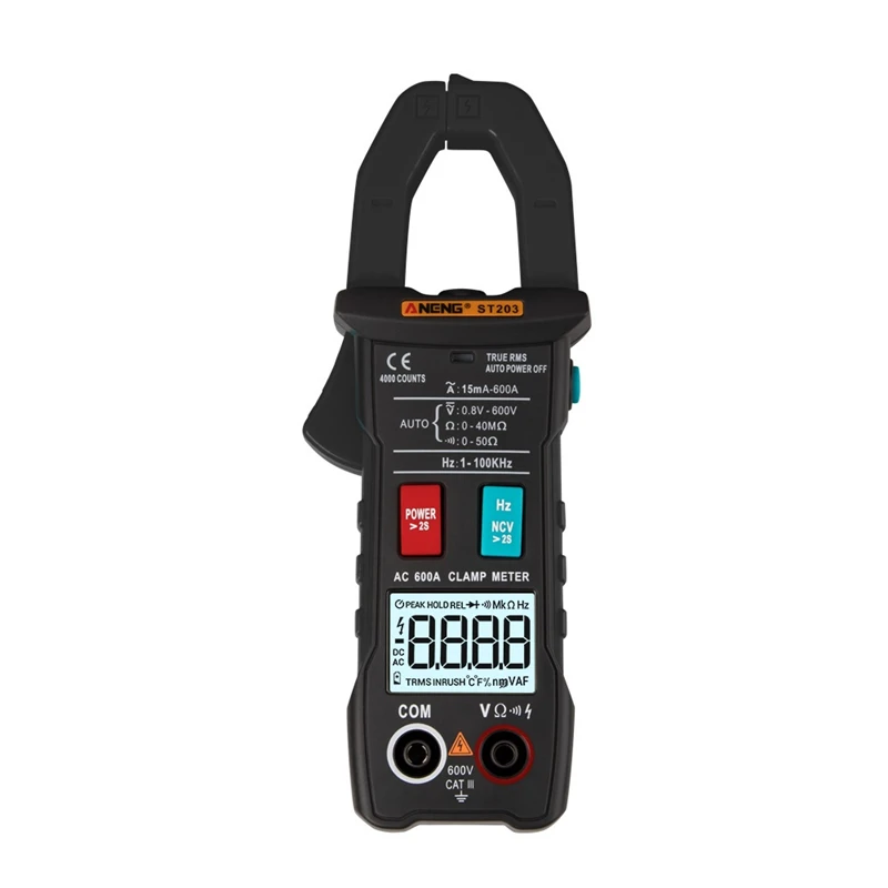 

ANENG ST203 4000 Counts Digital Multimeter Full Intelligent Automatic Range True RMS Clamp Meter NCV Resistance Flashlight