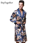 Мужской Шелковый банный халат, пижама в китайском стиле с драконом, домашняя одежда, атласная пижама, длинное кимоно, халат для мужчин