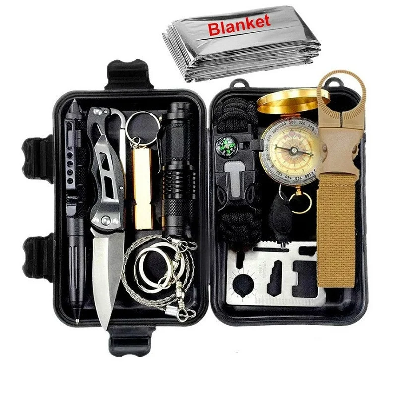 

Survival Kit Set Military Outdoor Travel Hiking Camping Tools Aid Kit Emergency Multifunct Survive Wristband First Aid Kit Bag