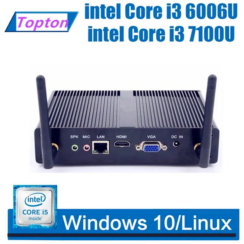 Topton безвентиляторный мини настольный компьютер Intel Nuc Core i3 7100U/6006U Windows 10 DDR3L 2 4 ГГц