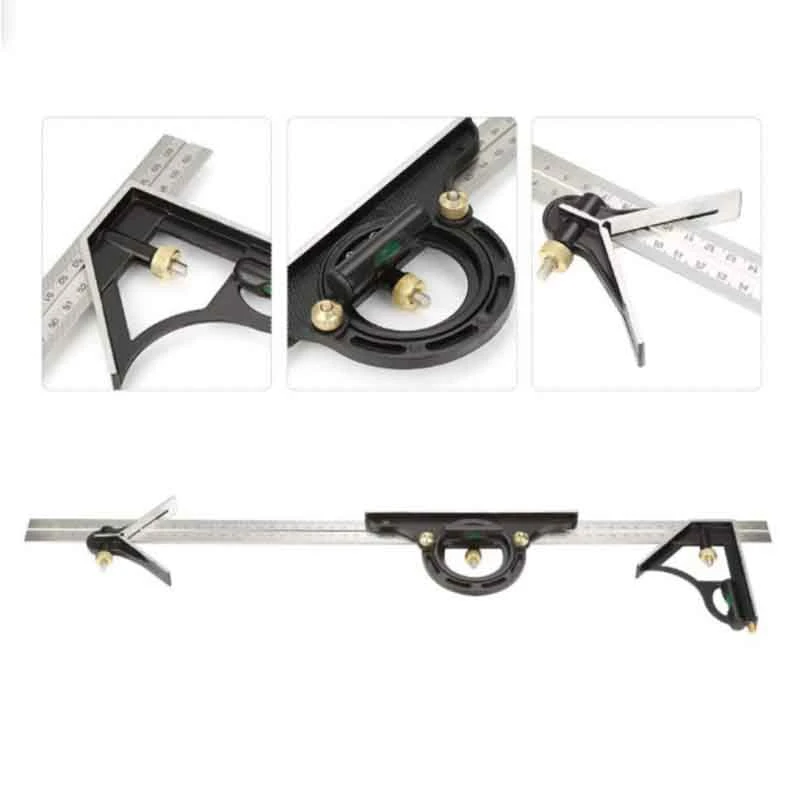 

600mm 180 Degrees Multifunctional Ruler Adjustable Sliding Combination Angle Ruler Protractor Level Measuring Tool