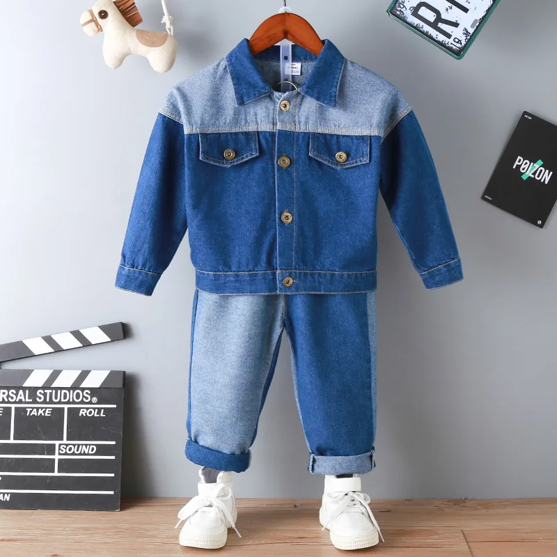 Dolmidol 2019 HOTHOT Letters Embroidery Hooded Denim Suit Jacket For Boy Fashion Kid Jeans Casual Clothing Set Tracksuit | Детская