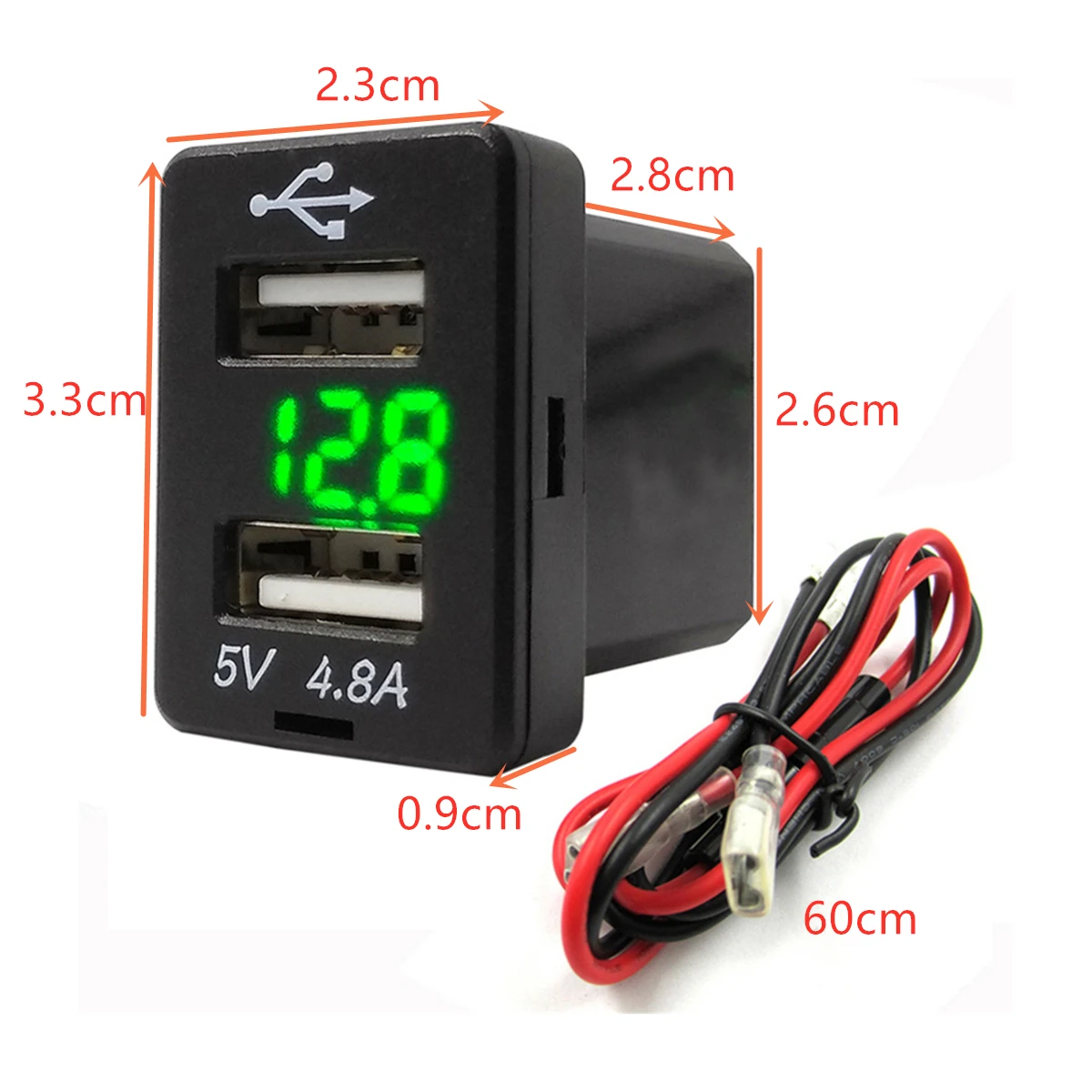 Автомобильное зарядное устройство с двумя USB-портами 4 8 А цифровой вольтметр