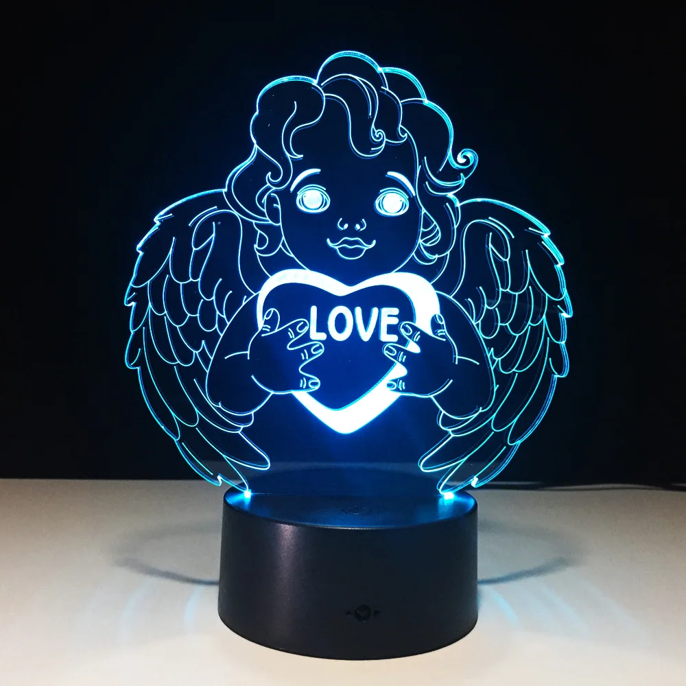 Любовь ангел 3d Led Usb ночник Lampara Escritorio прикроватная настольная лампа дети Лава
