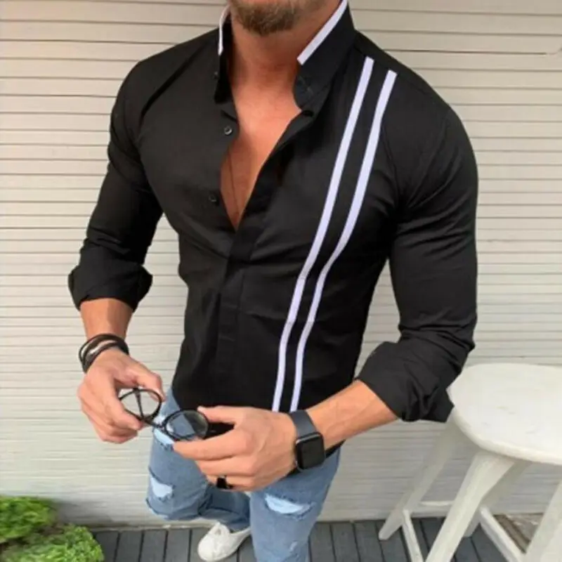 

2019 Spring Autumn Features Shirts Men Casual Shirt New Arrival Long Sleeve Luxury Casual Slim Fit Male Shirts