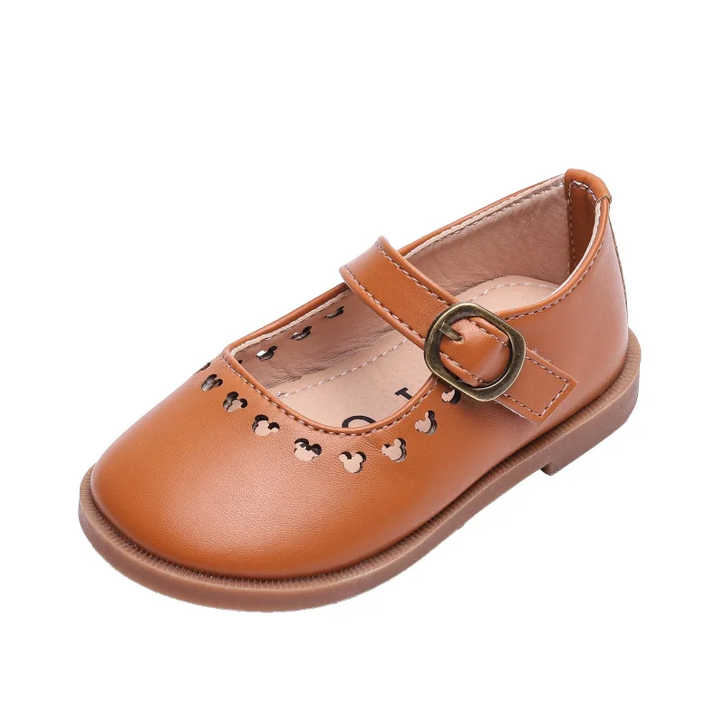 

Fashion Children's Leather Shoes Girls Princess Shoes Girls Single Shoes Western Style Flat Soft Bottom Baby Peas Shoes 21-30