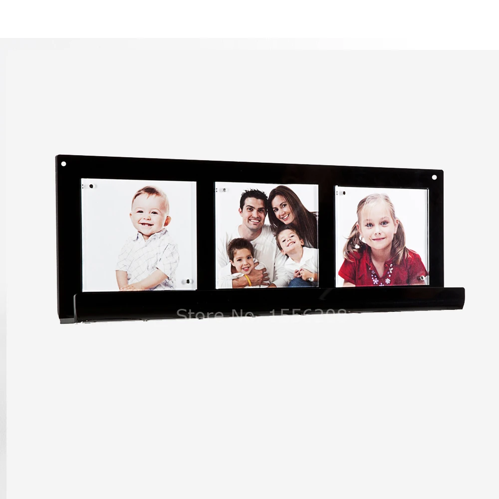 Fashion Modern Appearance Acrylic Wall Hanging Photo Frame Key Ring Storage Rack L Shelf Holder For 12x12cm Picture Display
