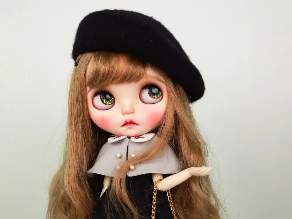 Кукла blyth шарнирная 19 шарниров кукла с длинными коричневыми волосами серые веки