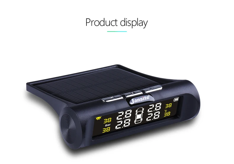 Vtopek Car TPMS 4 Tyres Car Tire Pressure Monitoring System Wireless Auto Alarm USB or Solar Charging HD Digital LCD Display
