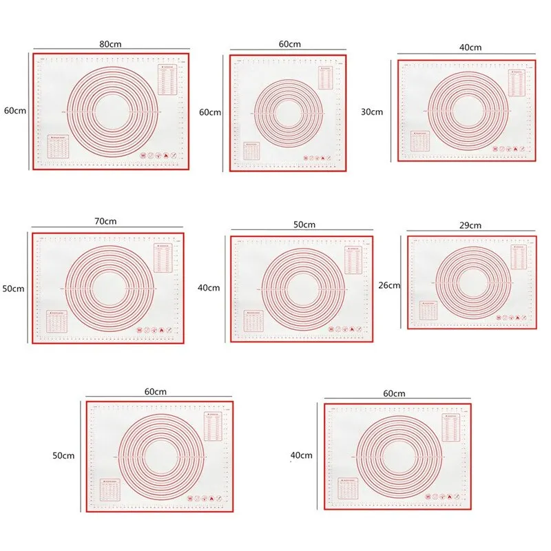 Антипригарный силиконовый коврик для замеса теста уплотненный выпечки со шкалой
