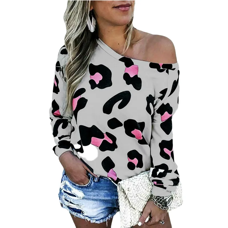 

Women T-shirts 2021 Casual Loose Autumn Spring Tops Casual Long Sleeve O Neck Leopard Print Top Tee Shirt Elegant Retro T-shirt