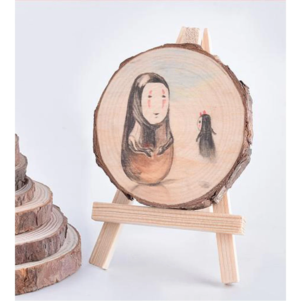 

5pcs Natural Wood Slices Circles 9-10cm Blank Crafts DIY Kits for Home Ornaments