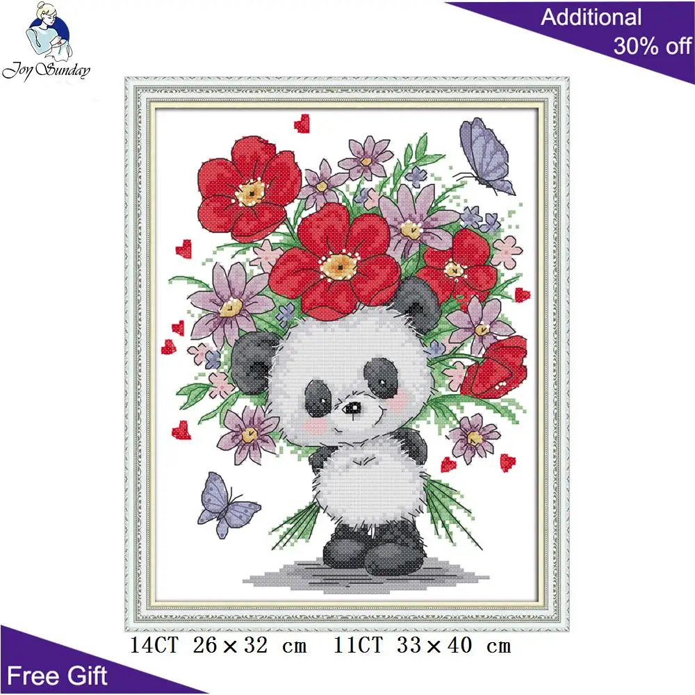 Joy Sunday цветы панда рукоделие DA168 14CT 11CT Счетный и штампованный домашний декор