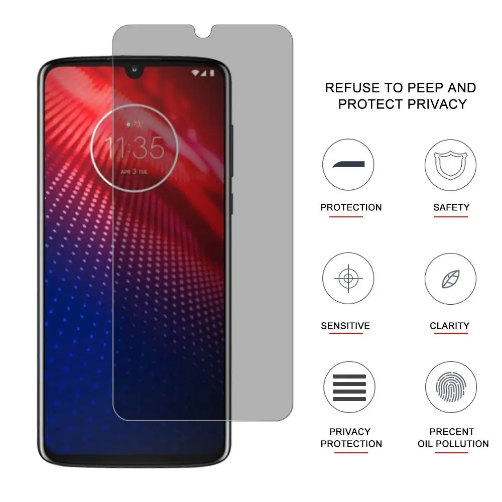 Антишпионское закаленное стекло для Motorola Moto G7 P30 Play PLUS Z4 Защита экрана One Note мощное