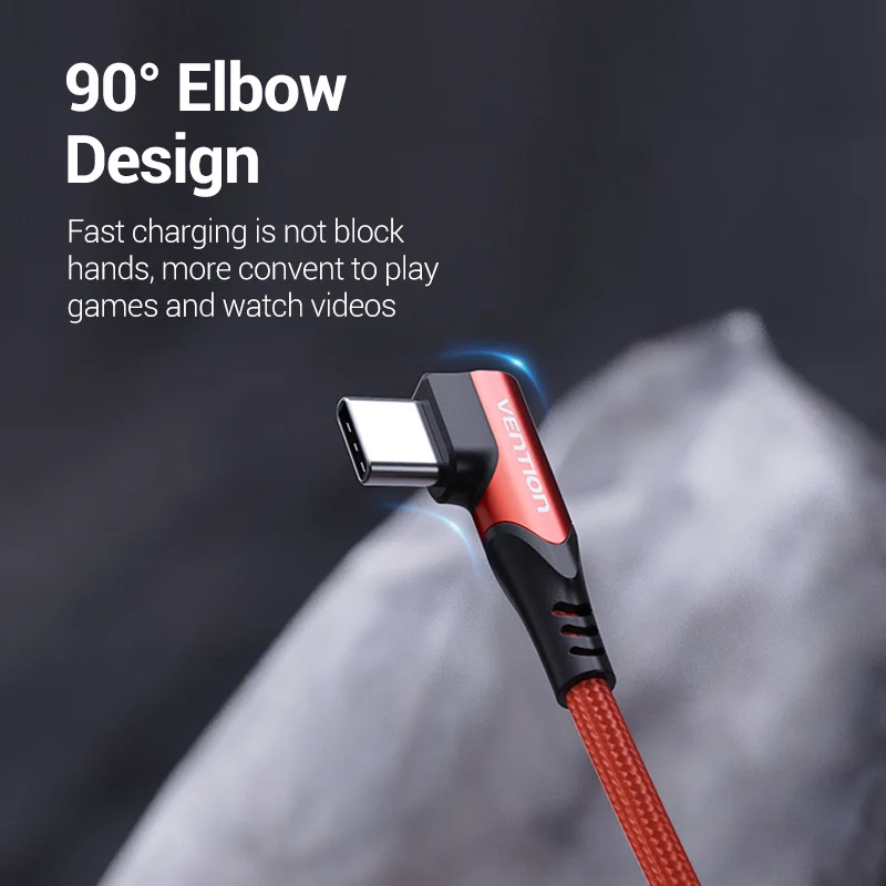 Кабель Vention USB Type-C для Samsung S10 Xiaomi mi9 10 pro 90 градусов | Мобильные телефоны и