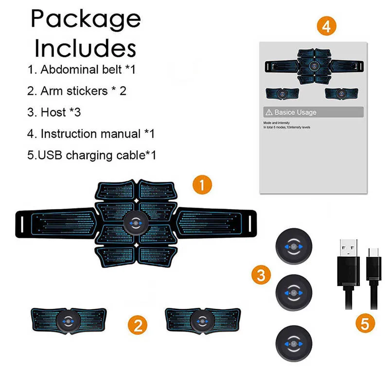 Пояс для похудения тела стимулятор мышц умный тренажер талии и живота АБС