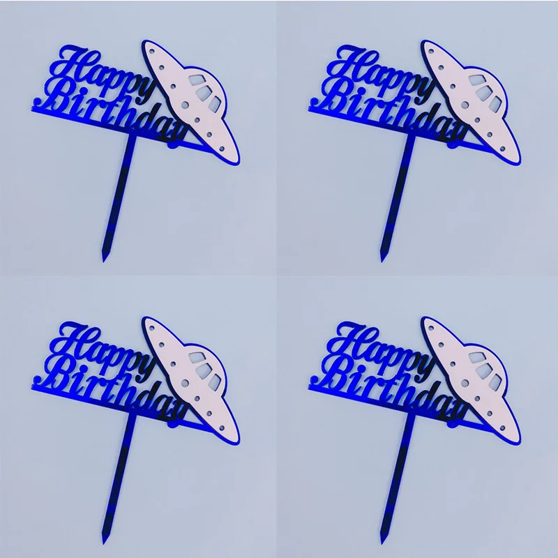 

Акриловый Топпер для торта на день рождения, белый космический корабль, топпер для торта на день рождения для детей, товары для раннего дня р...