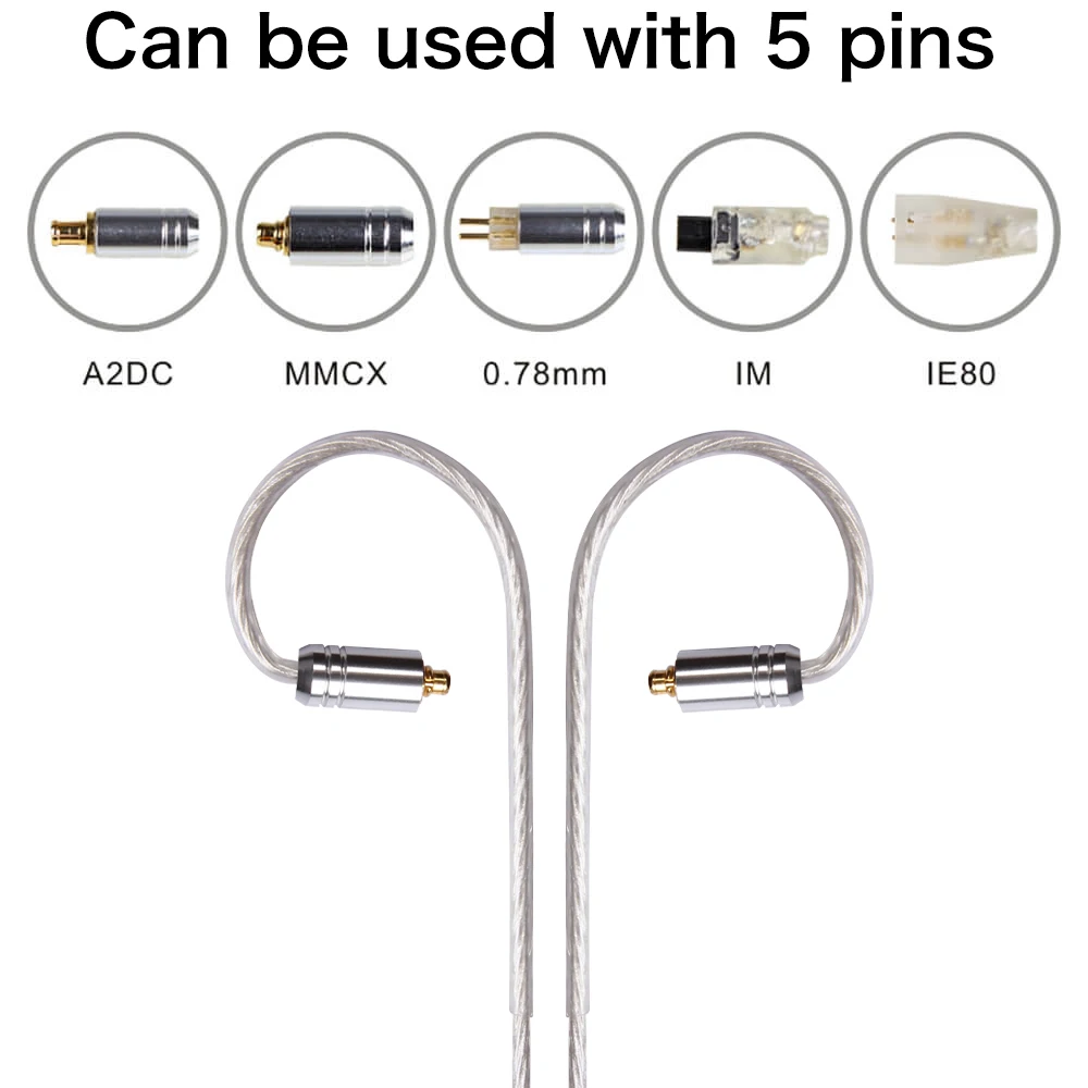 FDBRO 3.5mm 4 Core Upgraded Silver Plated Earphone Cable With MMCX Headphone Wire for SE215 SE535 Ie80s Ie8I Ie8 A2DC LS50 LS70 |