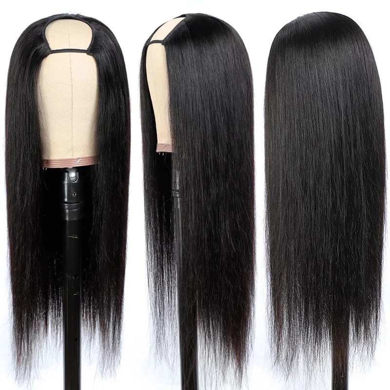 

Alibaby Straight U Part Wigs Peruvian Remy Human Hair Wigs 130% Glueless Middle U Shape Bob Wigs For Black Women 8-30 Inch